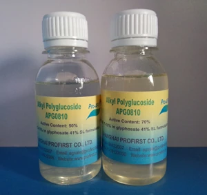 APG0810 agrochemical surfactant sample in glass bottle