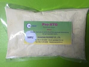 Plastic bag of food grade Pro-XTG xanthan gum powder for SC and EW pesticide formulations, high viscosity and stabilizing agent