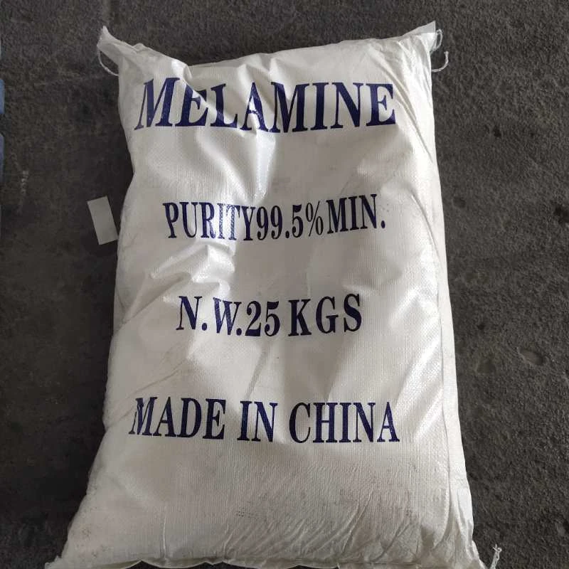 99.5% and 99.8% melamine powder in woven bag, white, tasteless, odorless, suitable for melamine resin and industrial applications